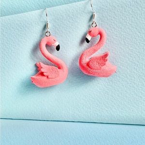 Free Flamingo Pink dangle earrings summer, hypoallergenic earrings